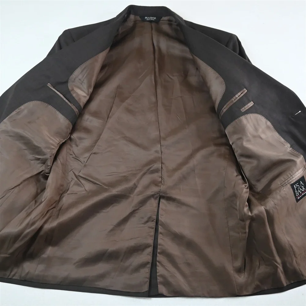 Jos A Bank‎ 43R 44R 36x30 Brown 100% Wool Nailshead Mens Jacket Pants Suit